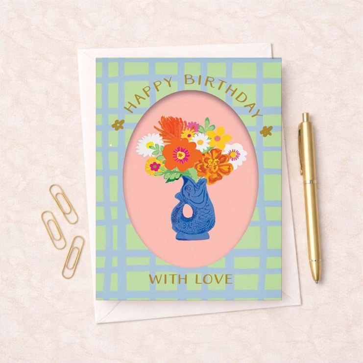 Birthday Card - Fish Jug With Flowers Birthday Card - Fish Jug With Flowers