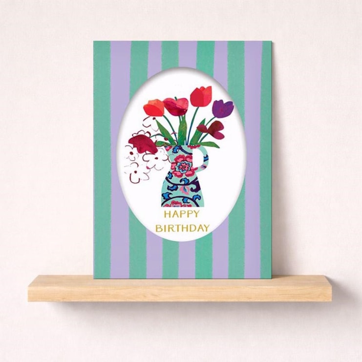 Birthday Card - Birthday Vase Of Flowers