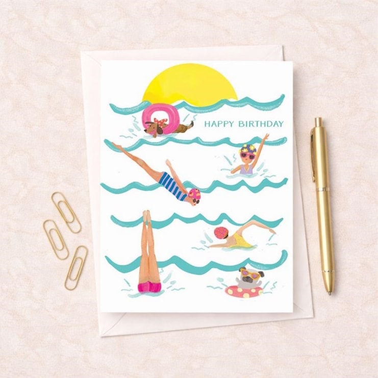 Birthday Card - Ladies Sea Swimming Birthday Card - Ladies Sea Swimming