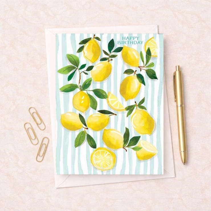 Birthday Card - Candy Stripe Lemons