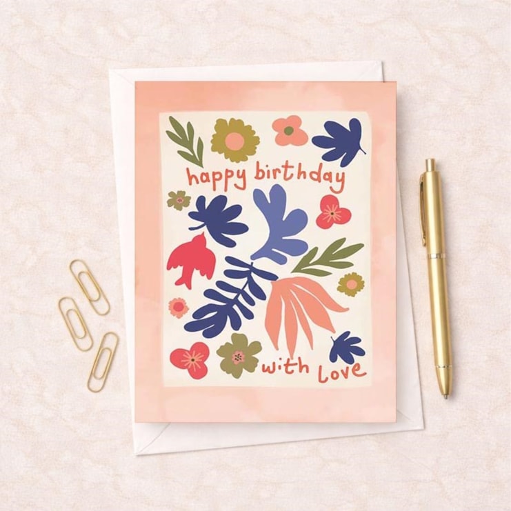 Birthday Card - Floral Pattern With Love