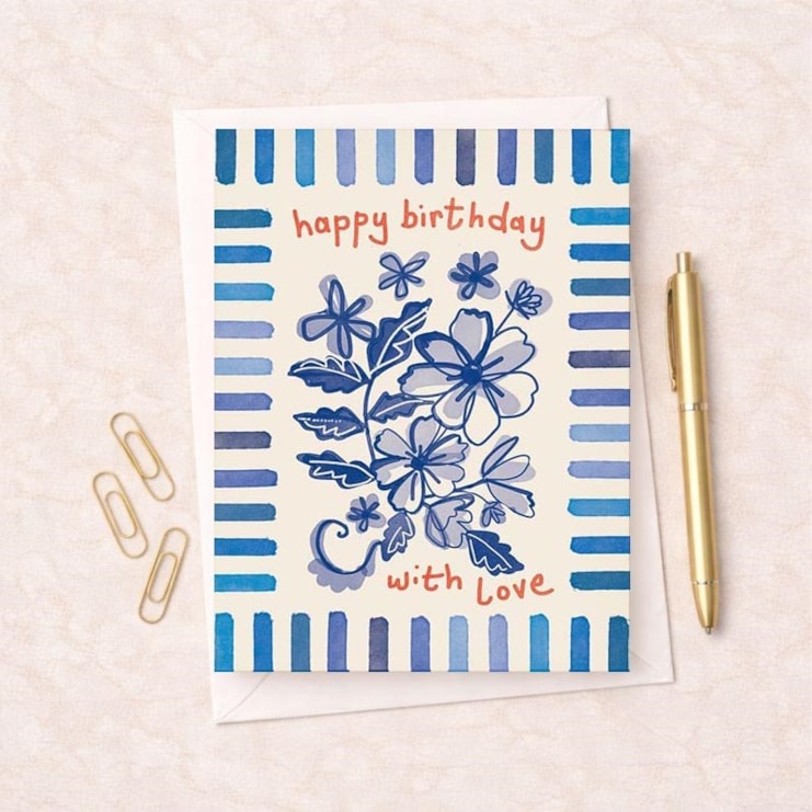 Birthday Card - Blue Flowers