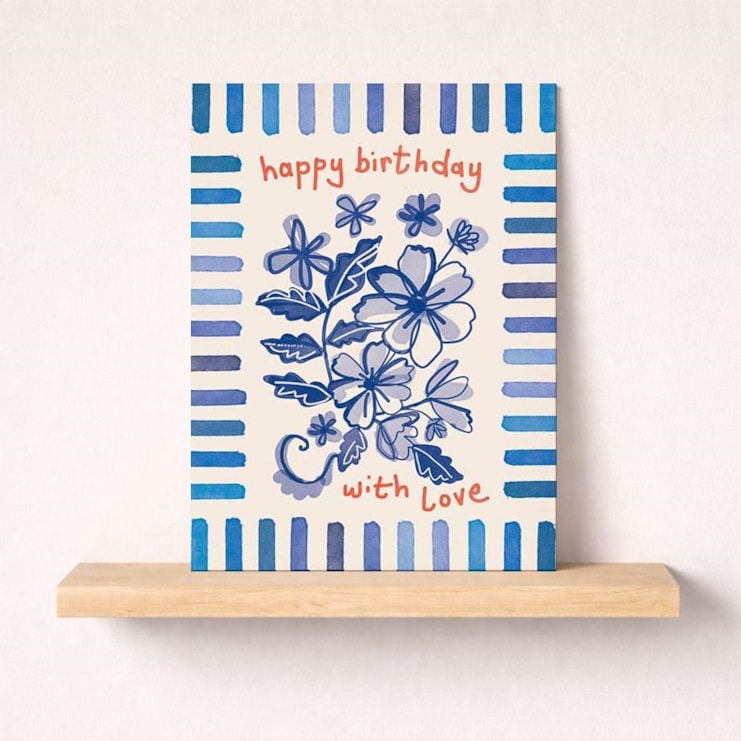 Birthday Card - Blue Flowers