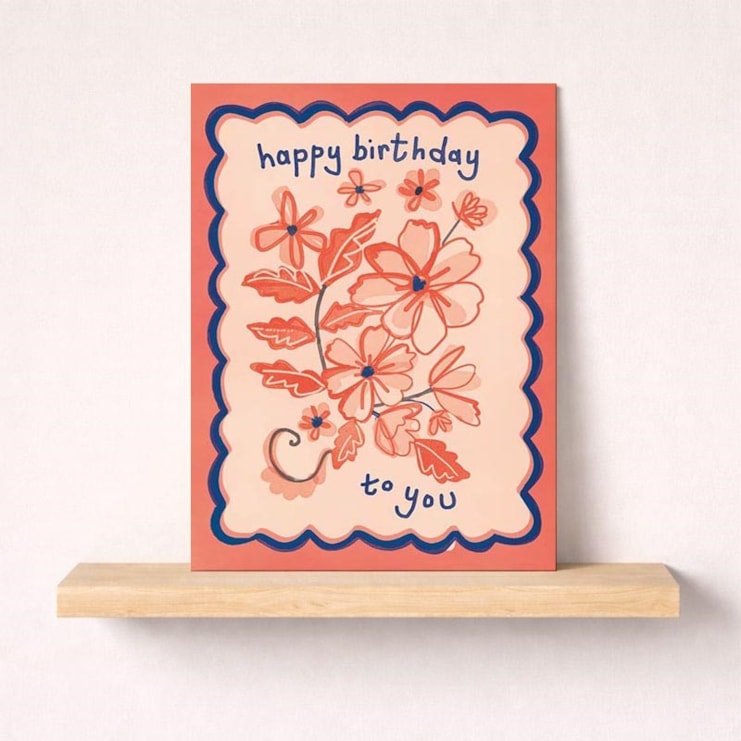 Birthday Card - Red Flowers