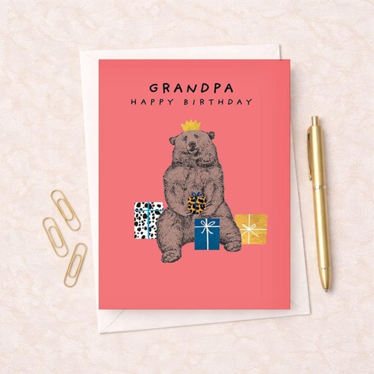 Grandpa Birthday Card - Grandpa Bear With Gifts