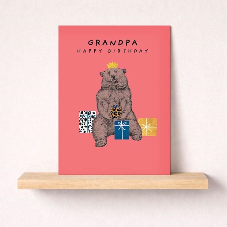 Grandpa Birthday Card - Grandpa Bear With Gifts