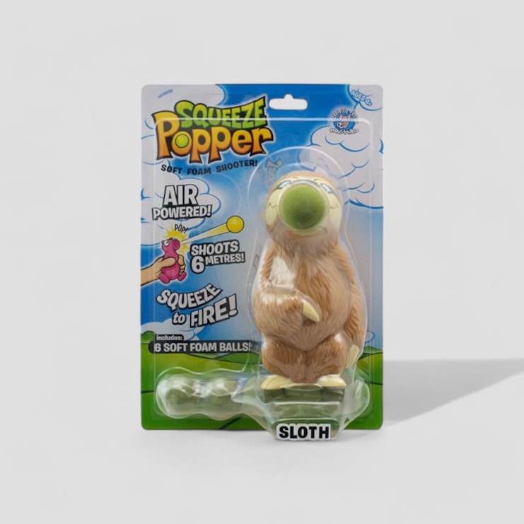 Sloth Squeeze Popper Toy | Shoots Up To 20 Feet! Sloth Squeeze Popper Toy