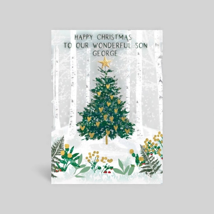 Personalised Christmas Card - Christmas Tree In A Forest