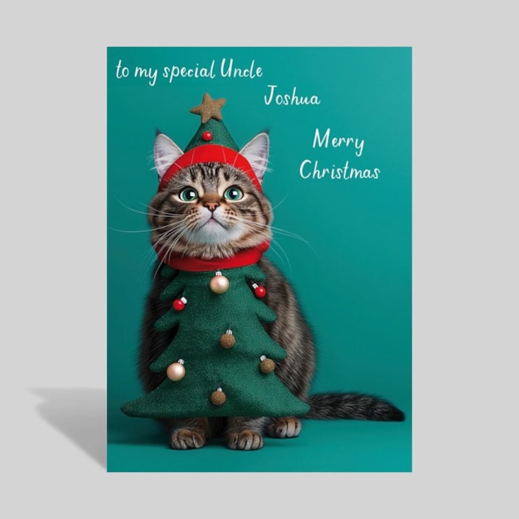 Personalised Christmas Card - Cat Dressed As A Christmas Tree Personalised Christmas Card - Cat Dressed As A Christmas Tree