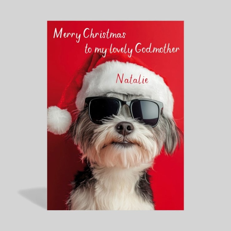 Personalised Christmas Card - Christmas Dog In A Santa Hat Personalised Christmas Card - Christmas Dog In A Santa Hat