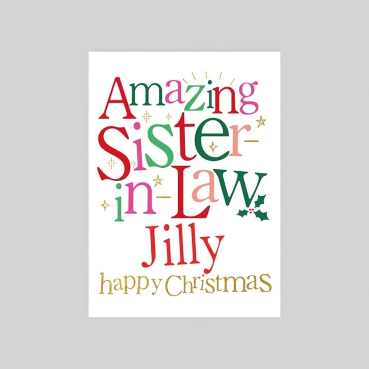 Personalised Christmas Card - Amazing Sister-In-Law Personalised Christmas Card - Amazing Sister-In-Law