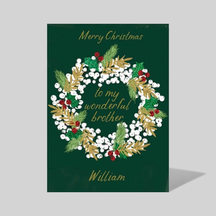Personalised Christmas Card - Christmas Wreath