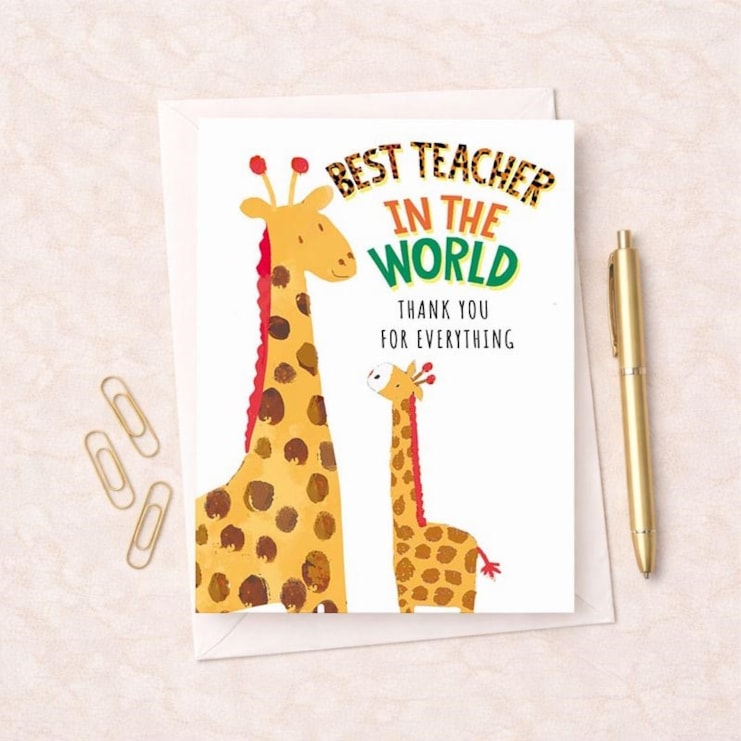 Large Thank You Teacher Card - Giraffes Large Thank You Teacher Card - Giraffes