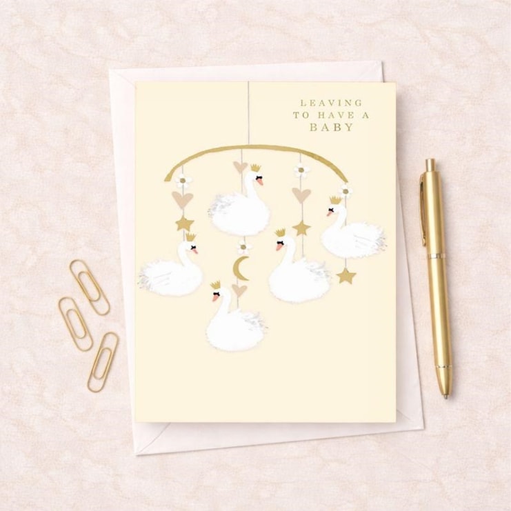 Large Leaving For A Baby Card - Swan Mobile Large Leaving For A Baby Card - Swan Mobile