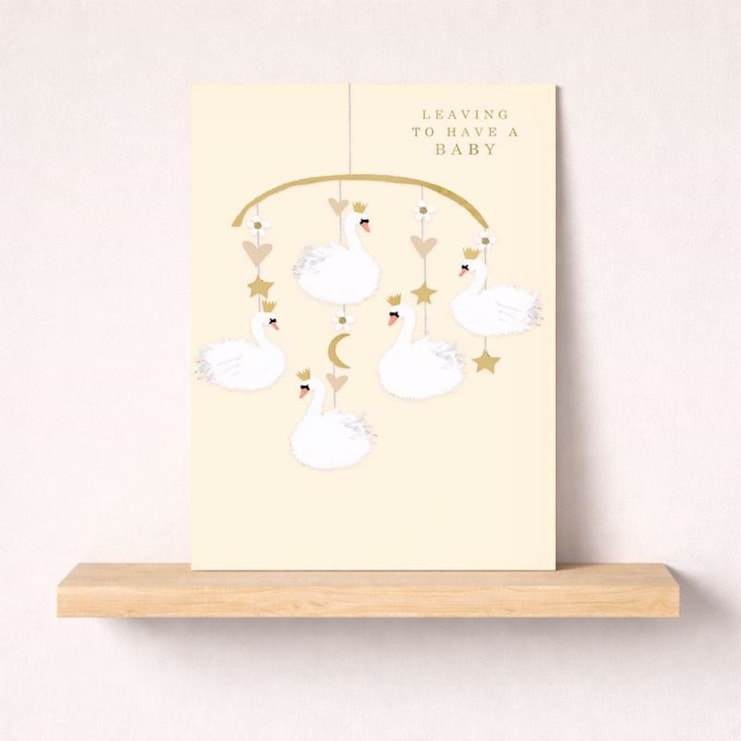 Large Leaving For A Baby Card - Swan Mobile