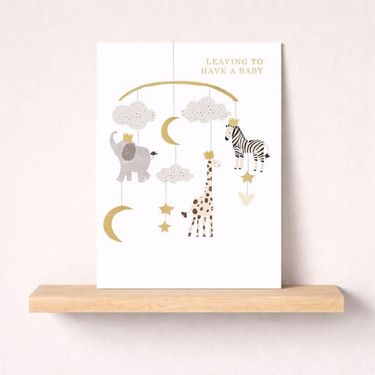 Large Leaving For A Baby Card - Animal Mobile
