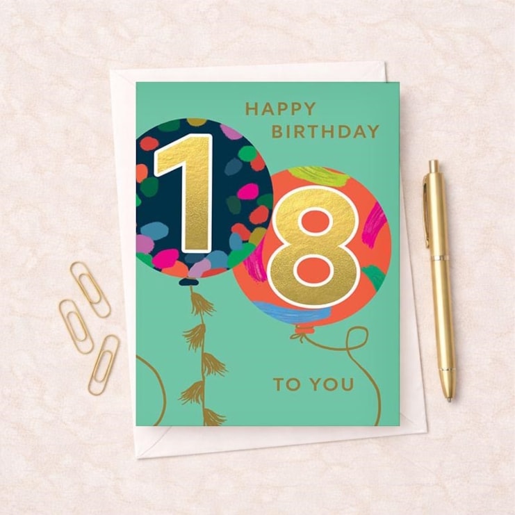 Large Age 18 Birthday Card - Balloons