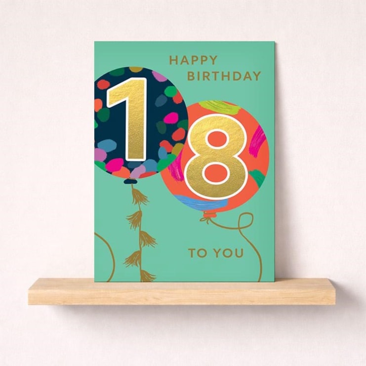 Large Age 18 Birthday Card - Balloons