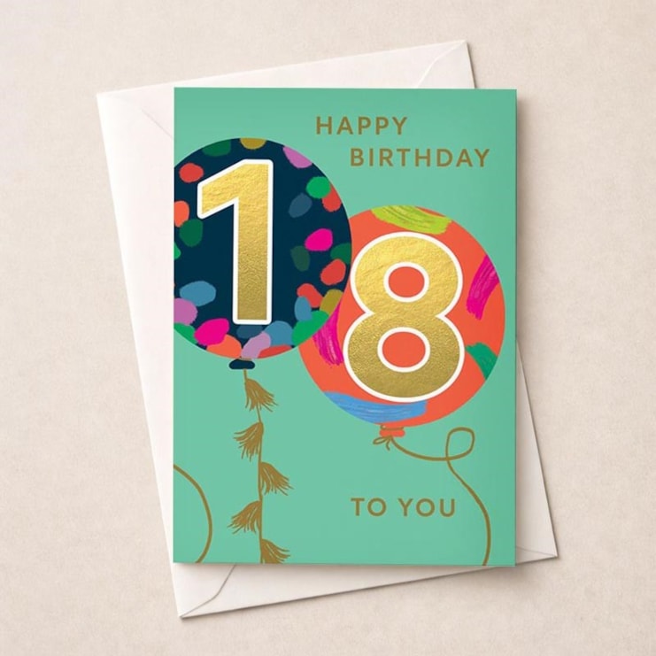 Large Age 18 Birthday Card - Balloons