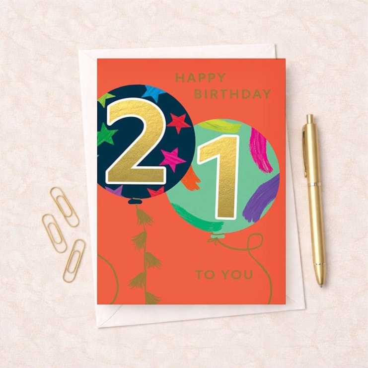 Large Age 21 Birthday Card - Balloons