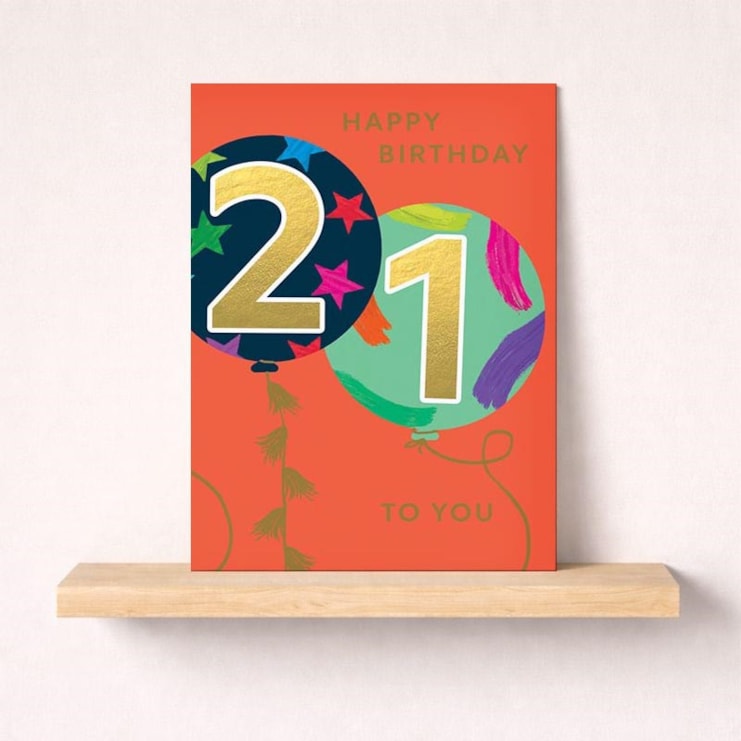 Large Age 21 Birthday Card - Balloons