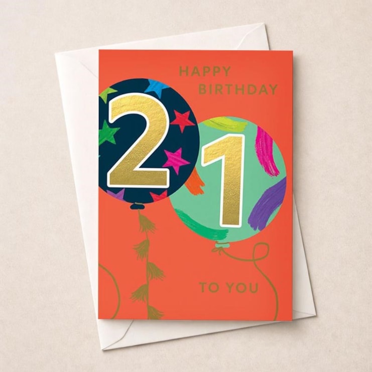 Large Age 21 Birthday Card - Balloons
