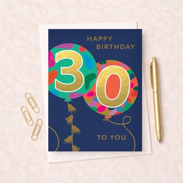 Large Age 30 Birthday Card - Balloons Large Age 30 Birthday Card - Balloons