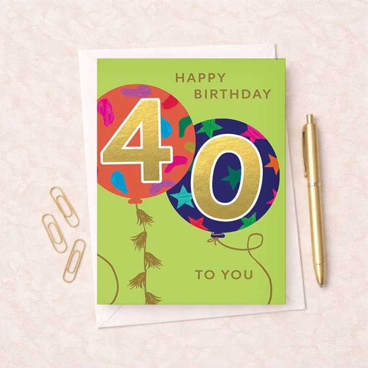 Large Age 40 Birthday Card - Balloons