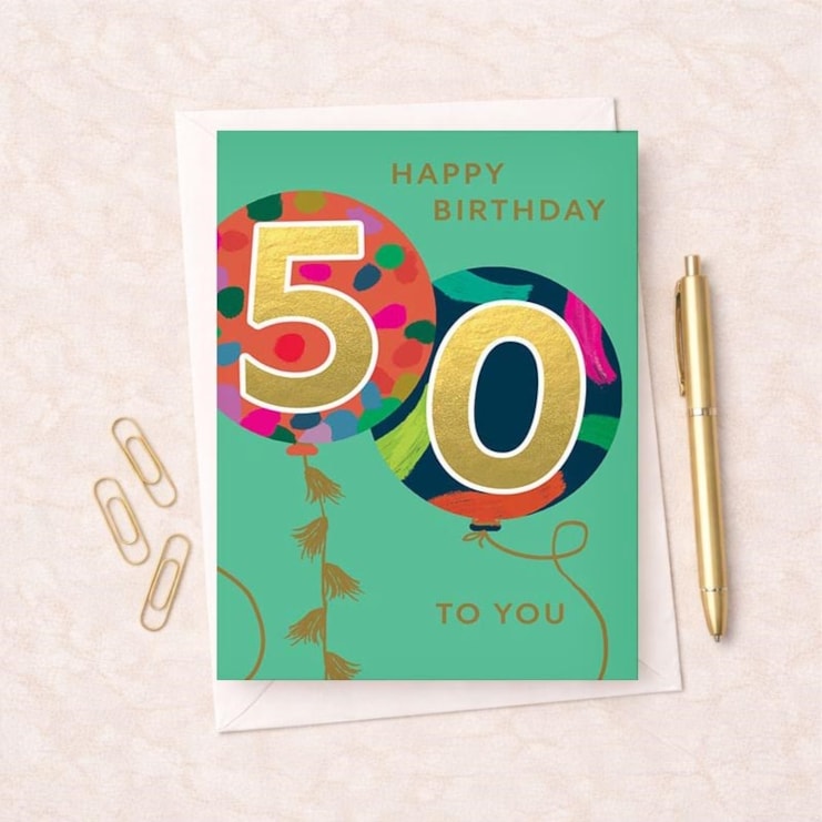 Large Age 50 Birthday Card - Balloons Large Age 50 Birthday Card - Balloons