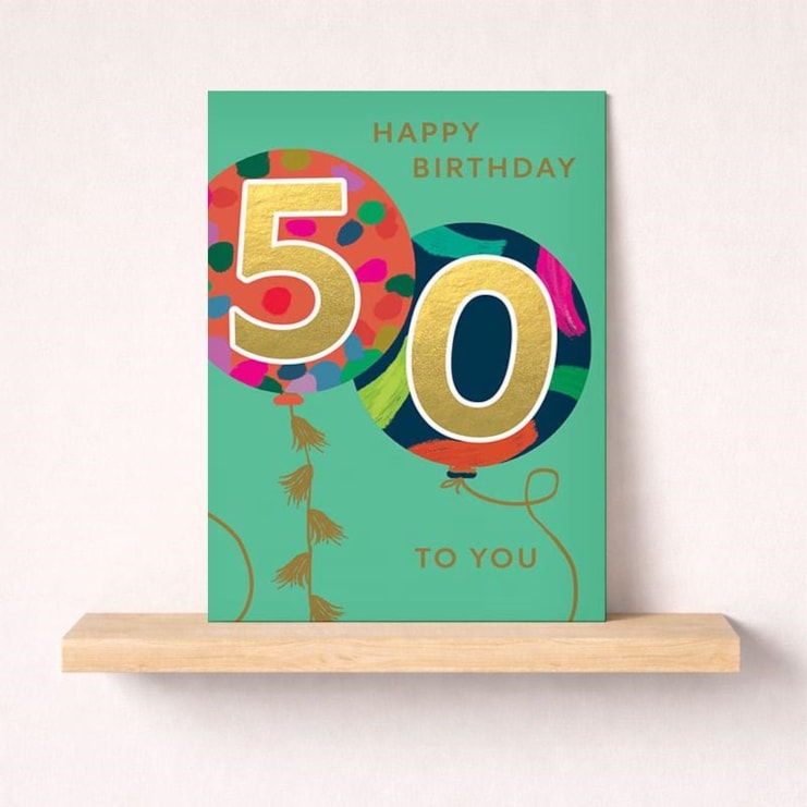 Large Age 50 Birthday Card - Balloons Large Age 50 Birthday Card - Balloons