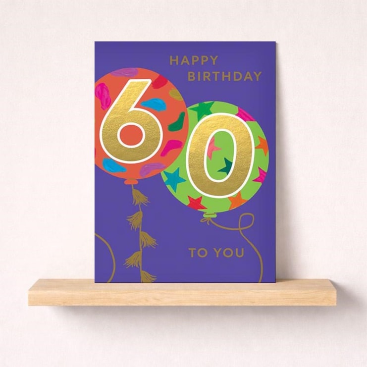 Large Age 60 Birthday Card - Balloons