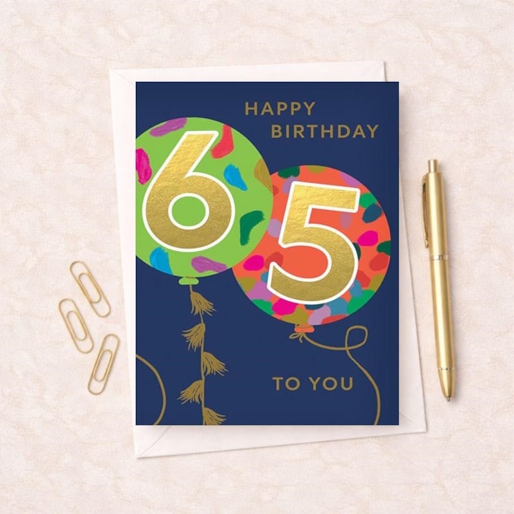 Large Age 65 Birthday Card - Balloons Large Age 65 Birthday Card - Balloons