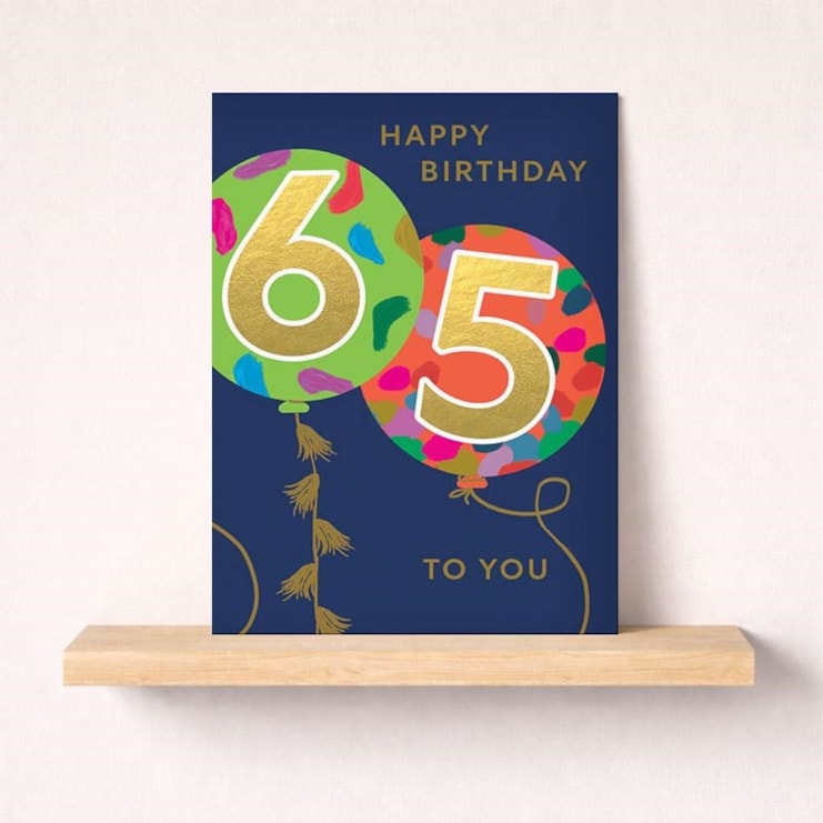 Large Age 65 Birthday Card - Balloons