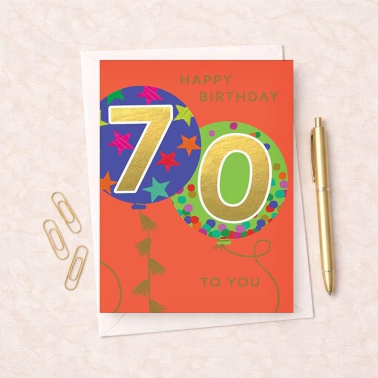 Large Age 70 Birthday Card - Balloons Large Age 70 Birthday Card - Balloons