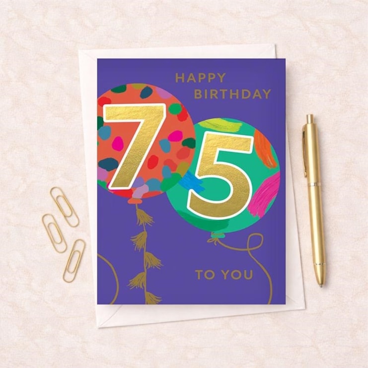 Large Age 75 Birthday Card - Balloons