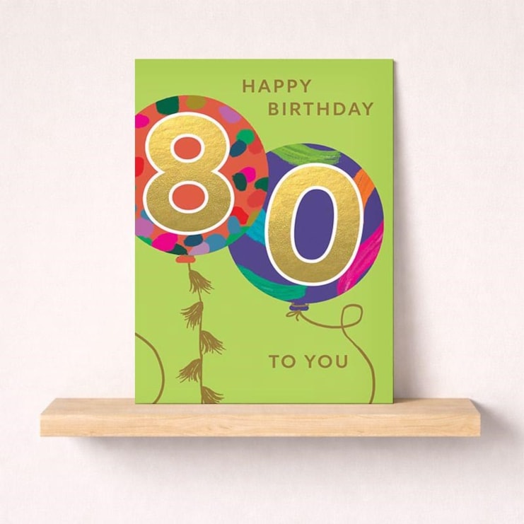 Large Age 80 Birthday Card - Balloons Large Age 80 Birthday Card - Balloons