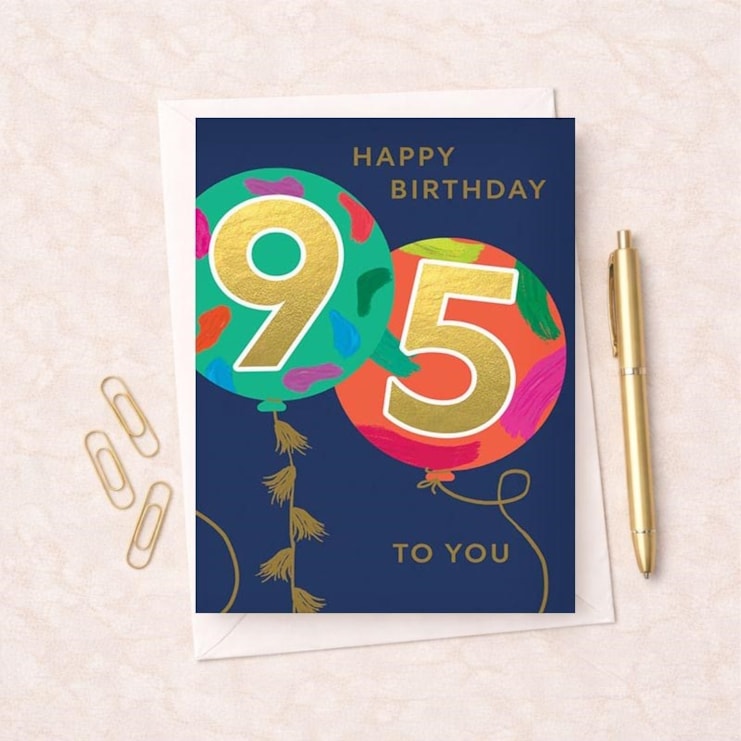 Large Age 95 Birthday Card - Balloons