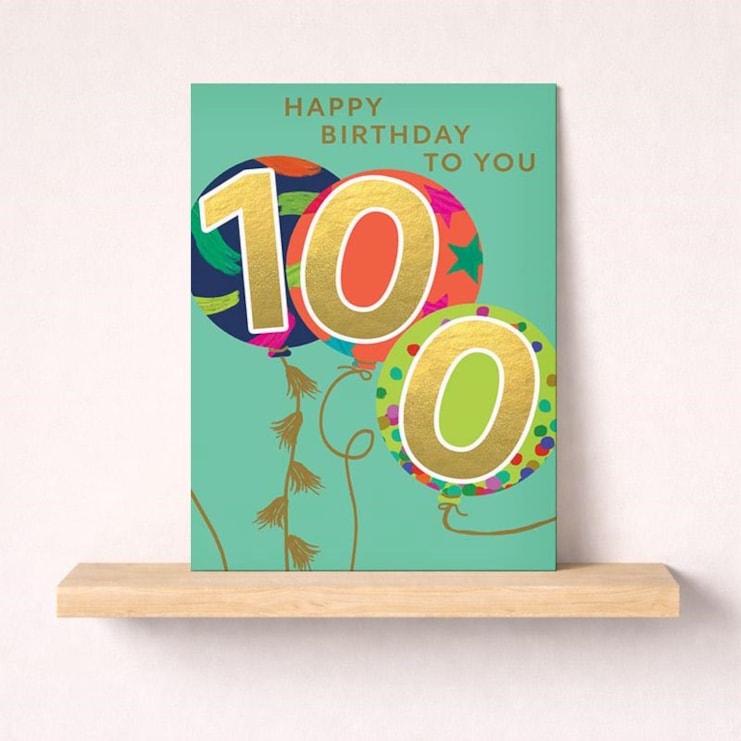 Large Age 100 Birthday Card - Balloons