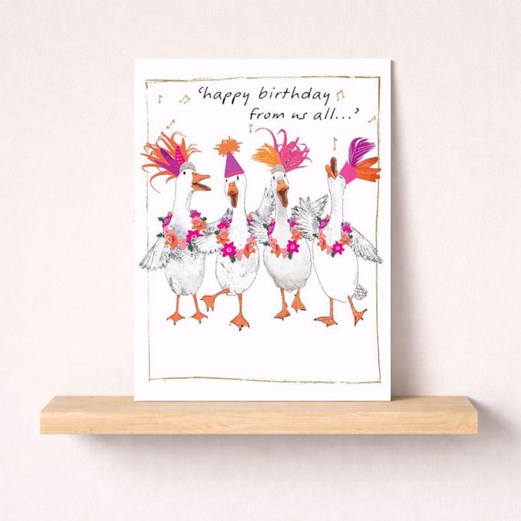 Large Birthday Card - Dancing Geese Large Birthday Card - Dancing Geese
