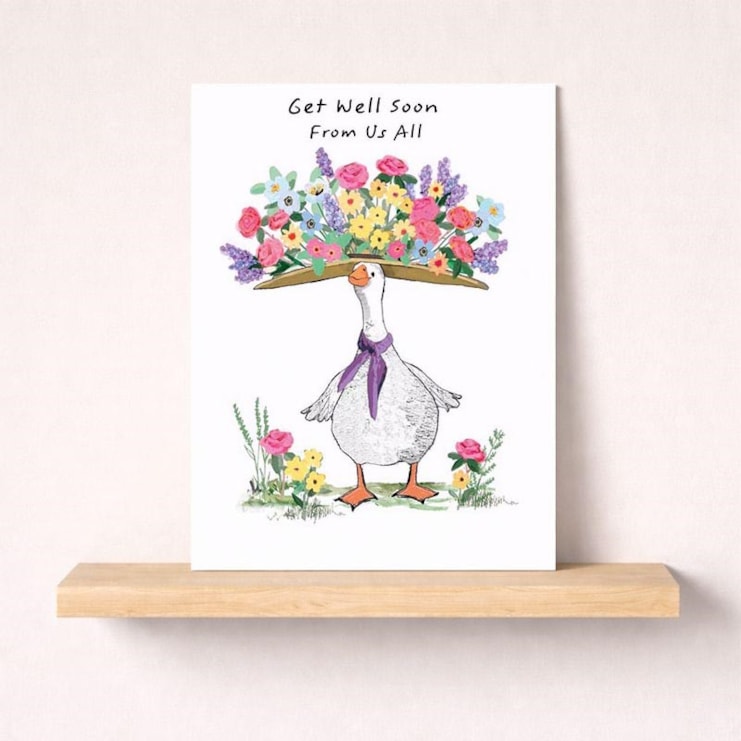Large Get Well Soon Card - Goose With Flower Hat Large Get Well Soon Card - Goose With Flower Hat