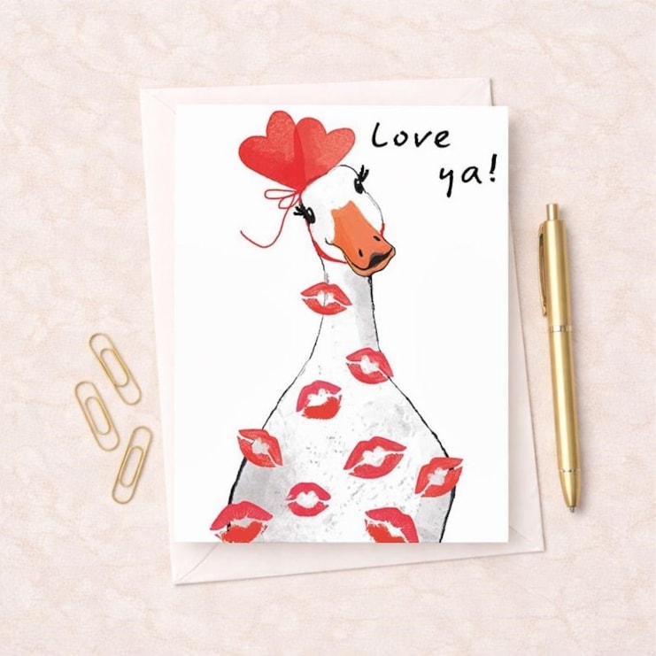 Large Card - Goose Covered In Kisses