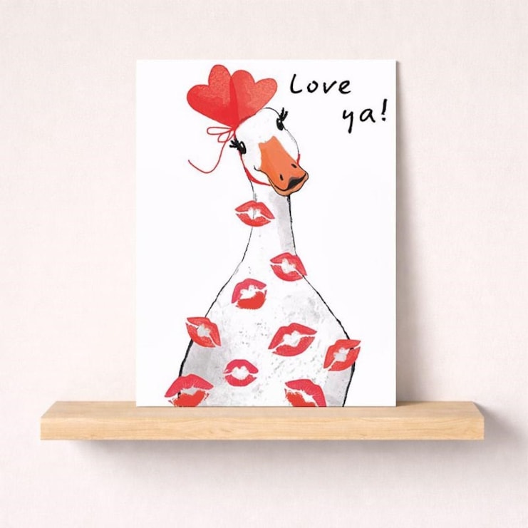 Large Card - Goose Covered In Kisses