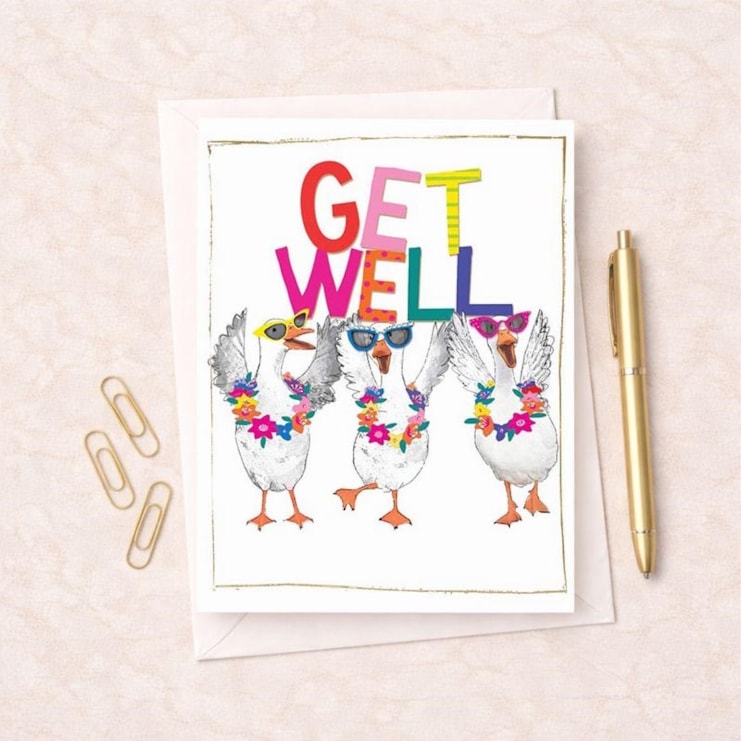 Large Get Well Soon Card - Fancy Geese Large Get Well Soon Card - Fancy Geese