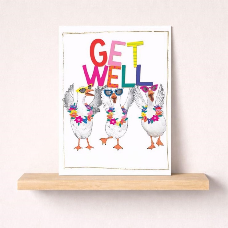 Large Get Well Soon Card - Fancy Geese Large Get Well Soon Card - Fancy Geese