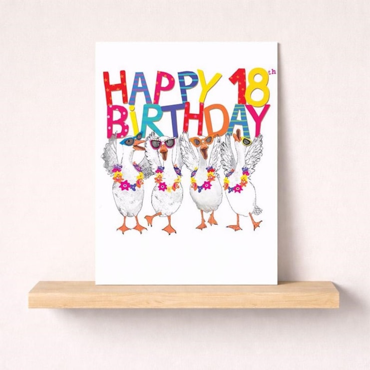 Large Birthday Card - Age 18 Fancy Geese Large Birthday Card - Age 18 Fancy Geese