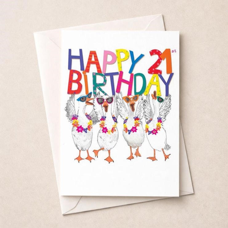 Large Birthday Card - Age 21 Fancy Geese