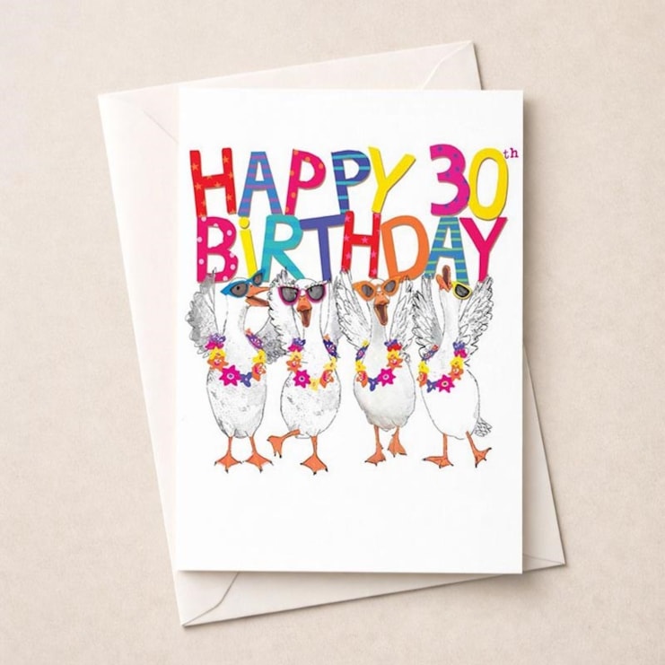 Large Birthday Card - Age 30 Fancy Geese Large Birthday Card - Age 30 Fancy Geese