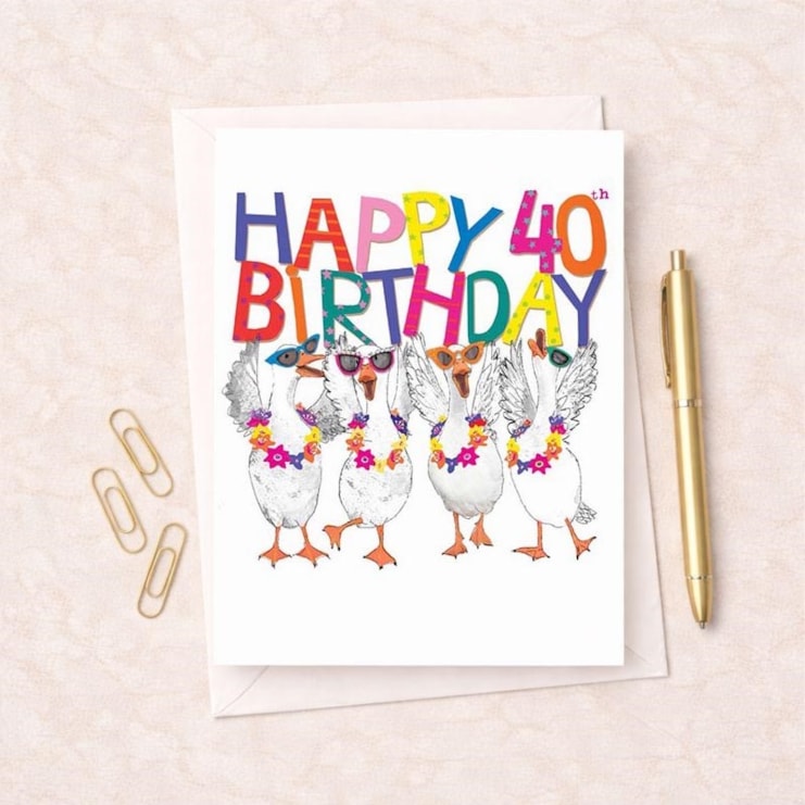Large Birthday Card - Age 40 Fancy Geese Large Birthday Card - Age 40 Fancy Geese