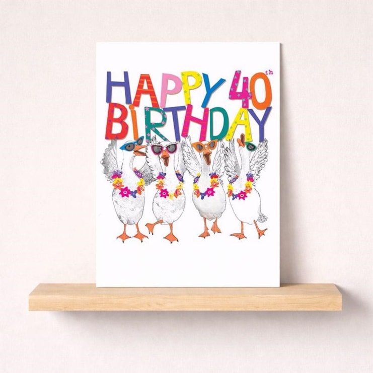 Large Birthday Card - Age 40 Fancy Geese
