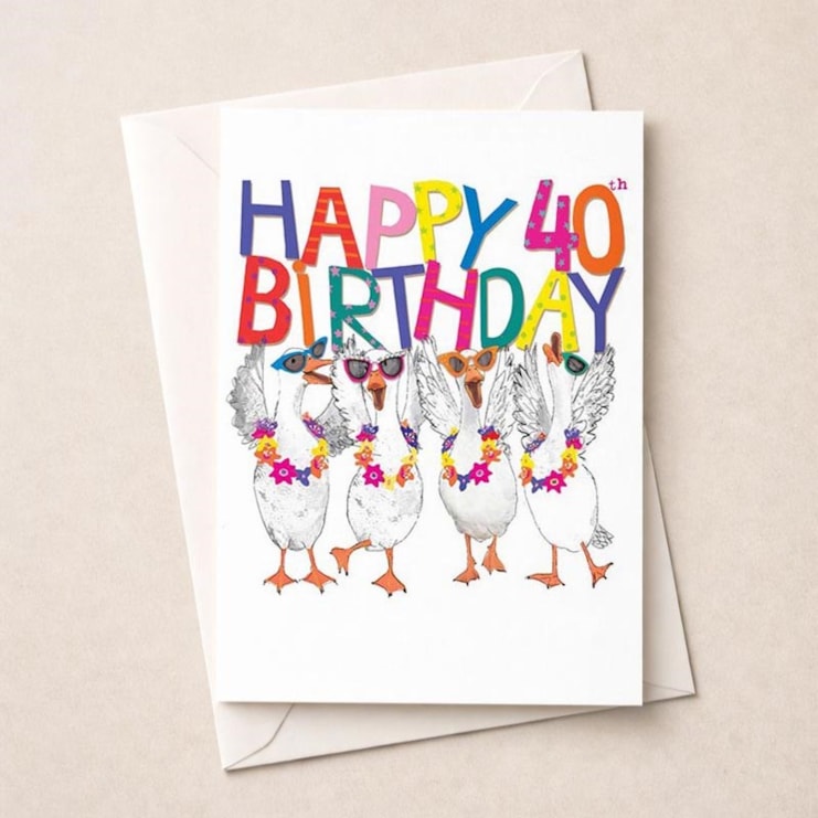 Large Birthday Card - Age 40 Fancy Geese